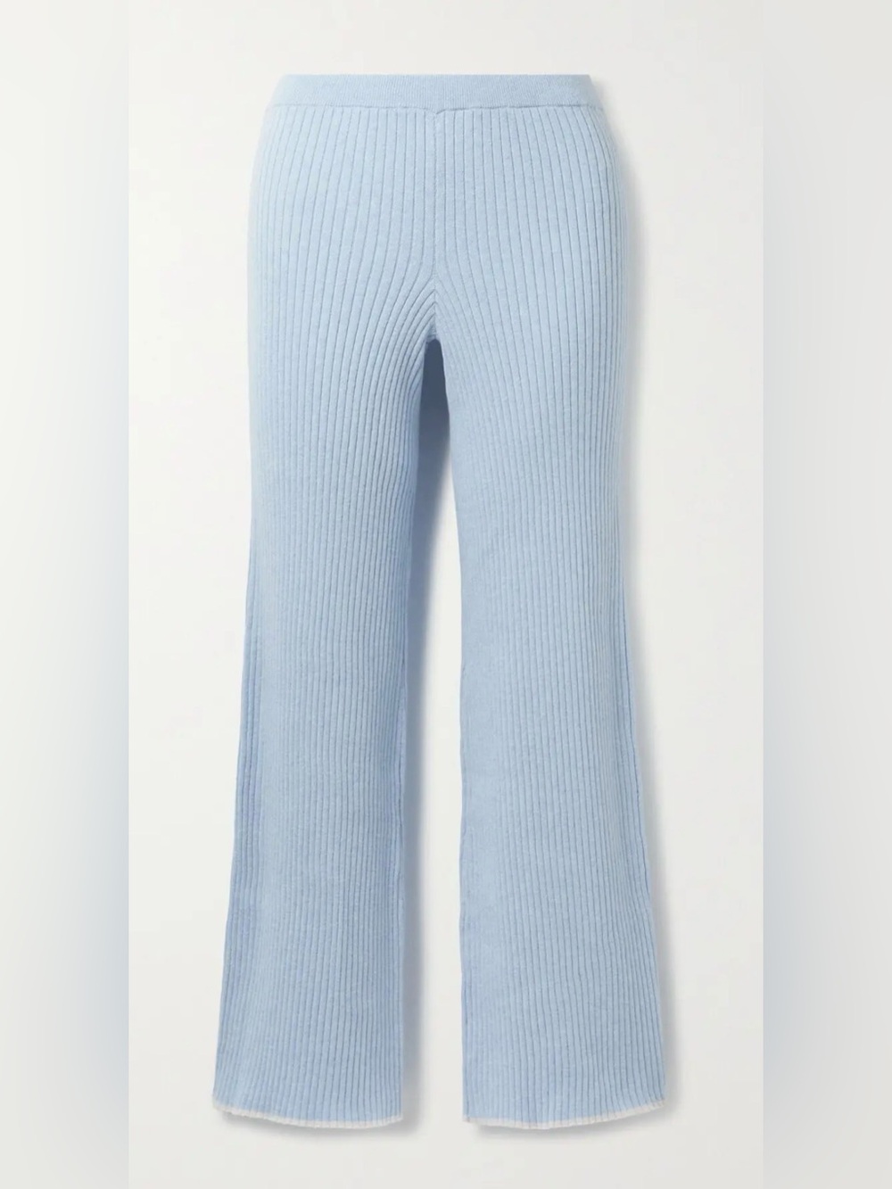 ✨🩵☁️SKIN cashmere Light Blue Ribbed flare pant/wrap cardigan set XS-never worn